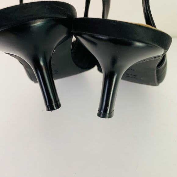 BCBGeneration Size 9.5 Donna Rhinestone Bow Satin Slingback Kitten Heel - Picture 9 of 12